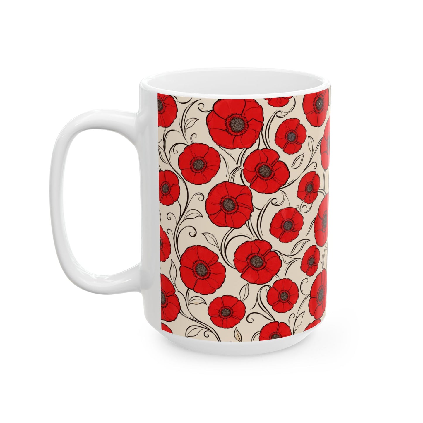 Case of 12 Floral Coffee Mug Poppies Melody