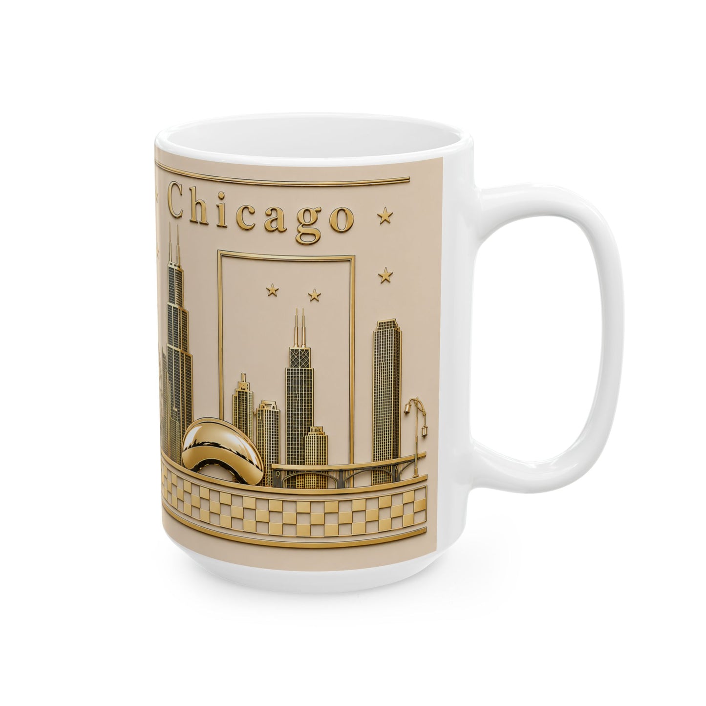 Case of 12 Premium Porcelain Coffee Mugs, Wholesale Chicago Mugs white