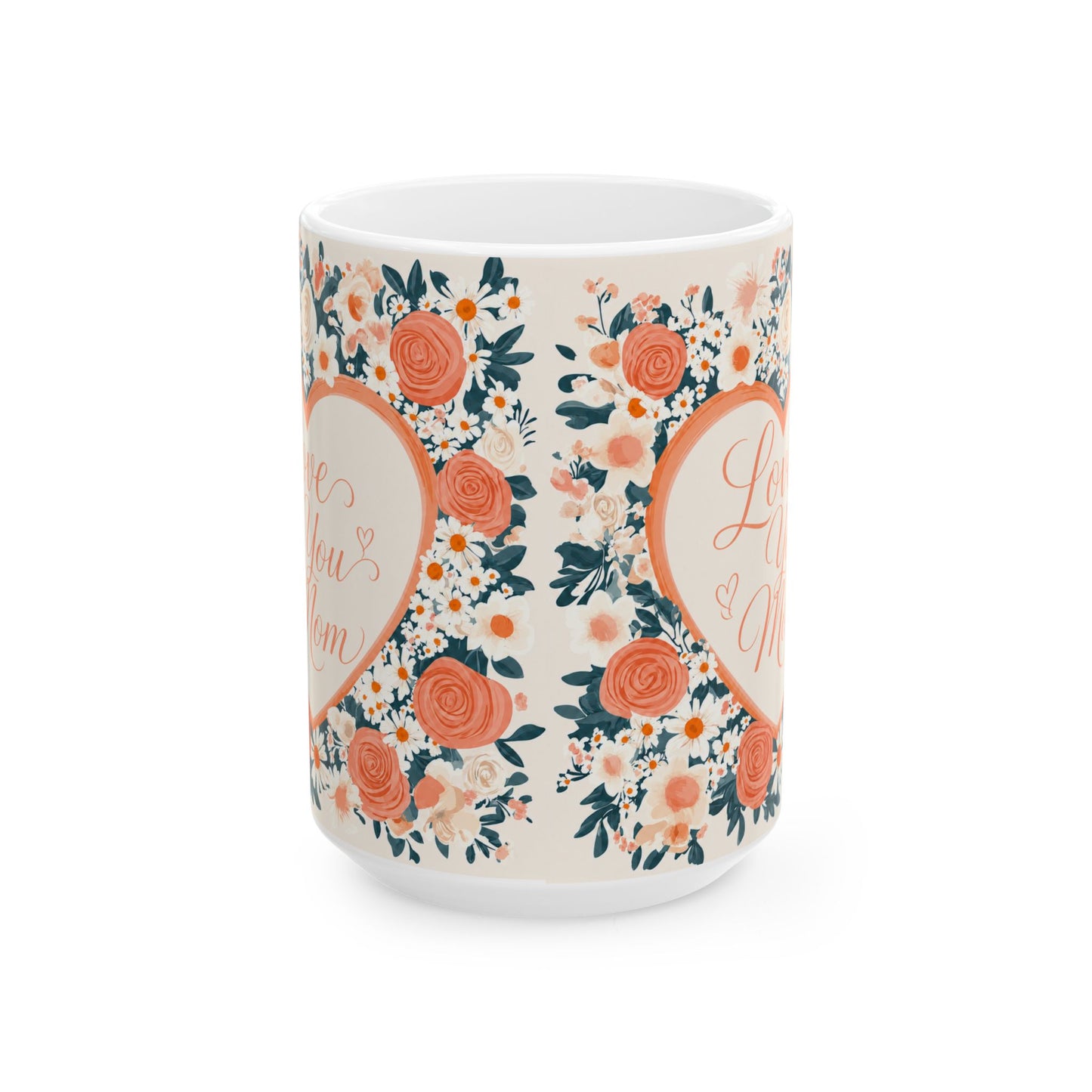 Wholesale Case of 12 – Love You Mom Floral Heart Coffee Mug #2 (15 oz)