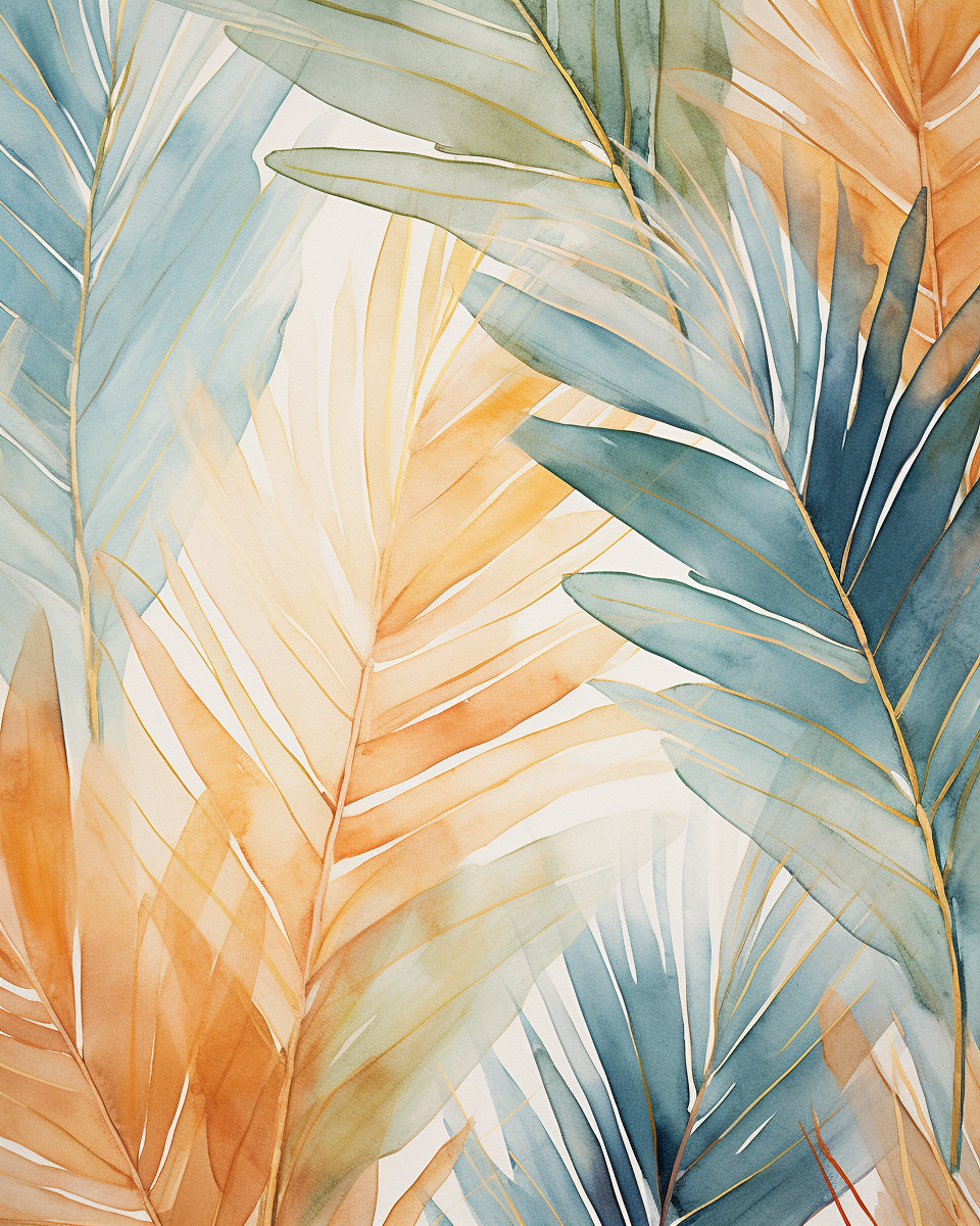 Abstract Palm Leaf Print Set No 20