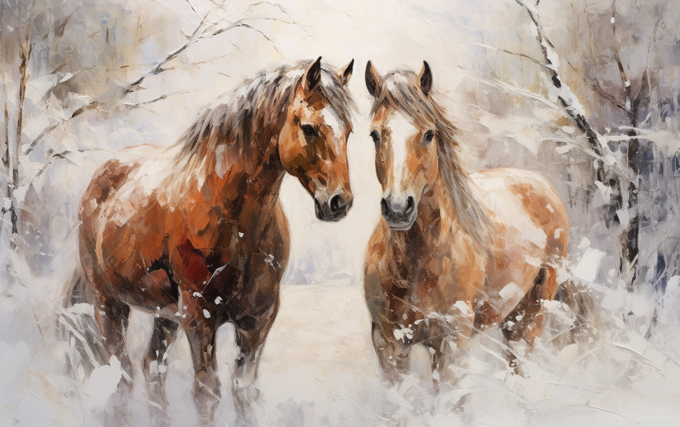 "Snowbound Steeds" GICLEE ART PRINT