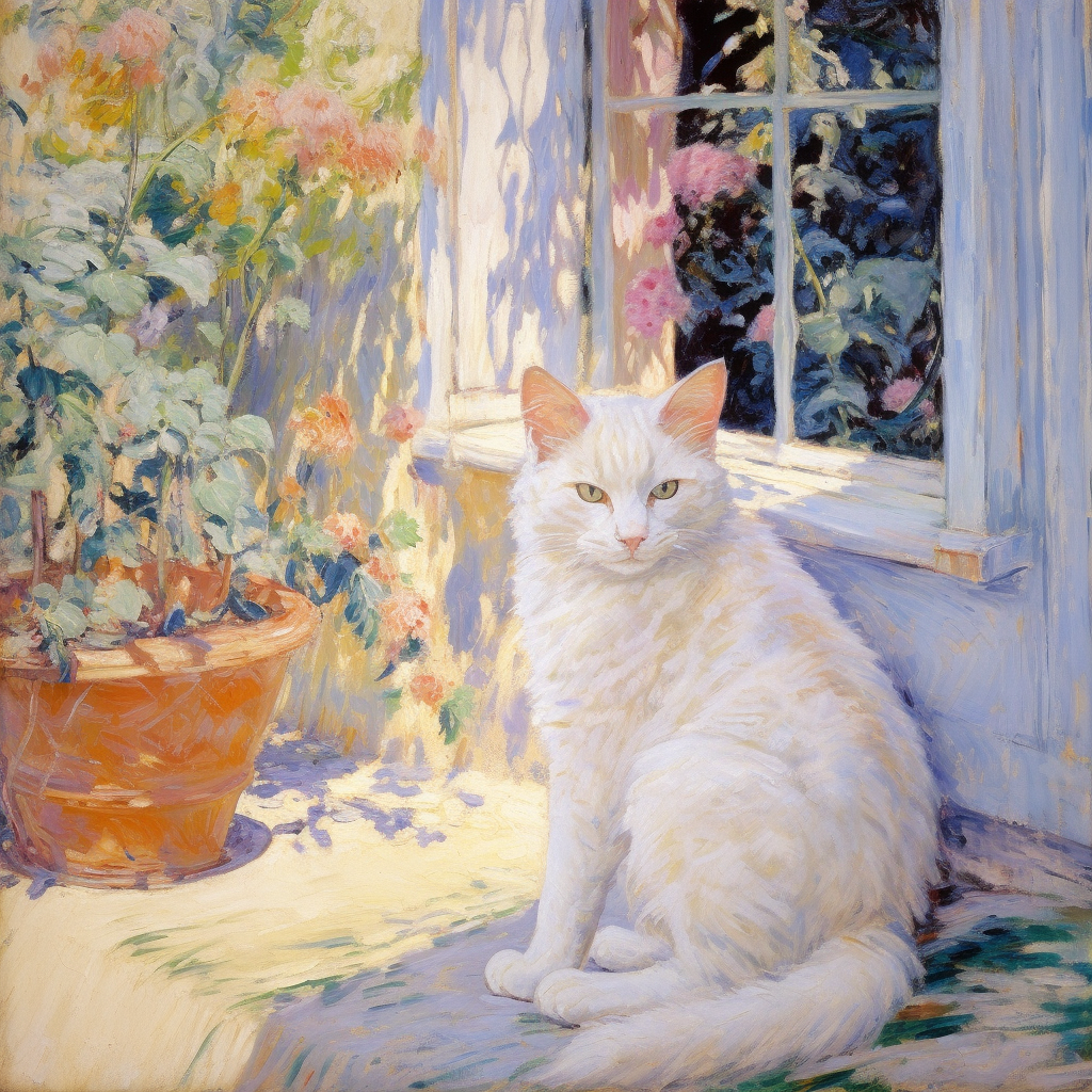"Sunlit Afternoon with Feline Grace" GICLEE ART PRINT