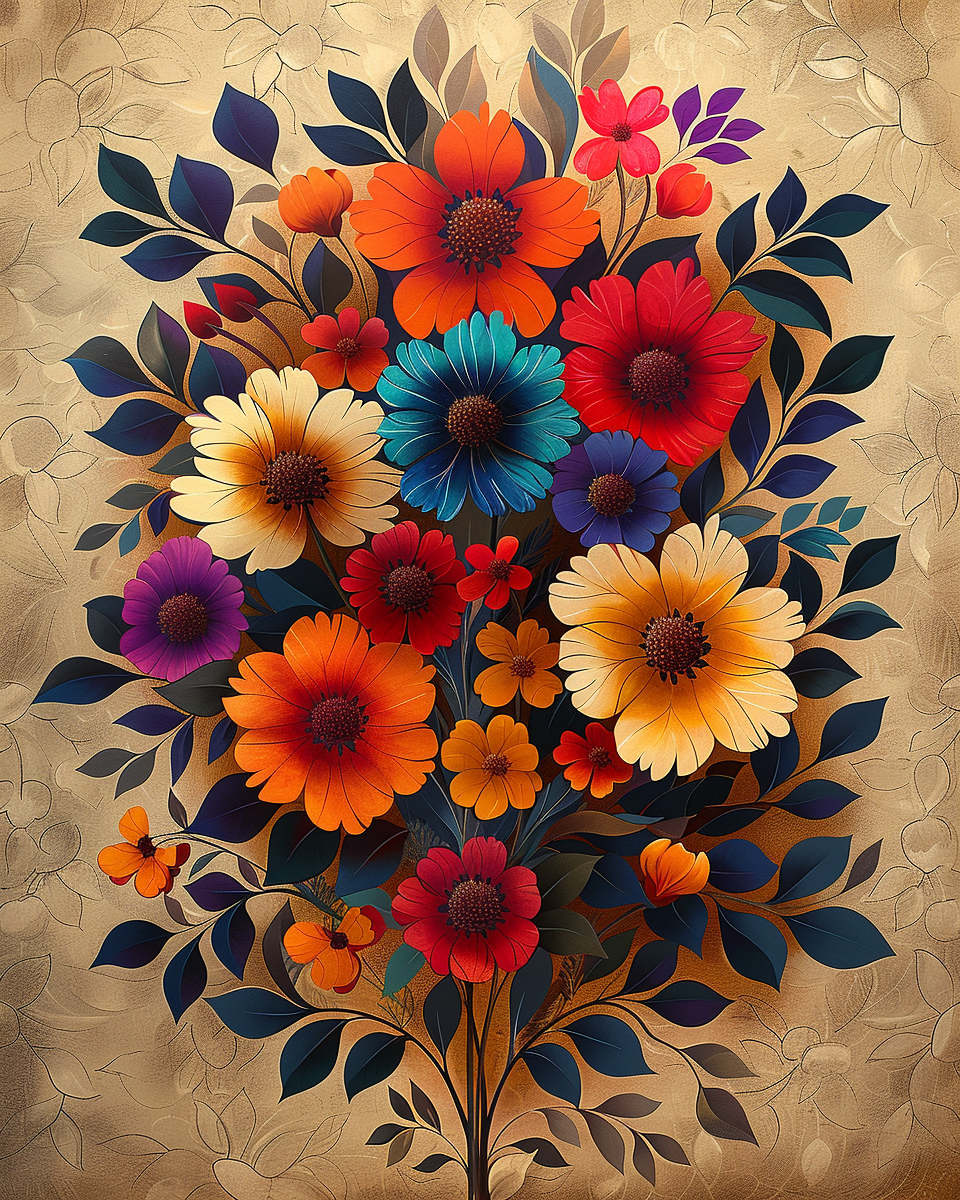 Flowers Wall Art Print Style NO 136
