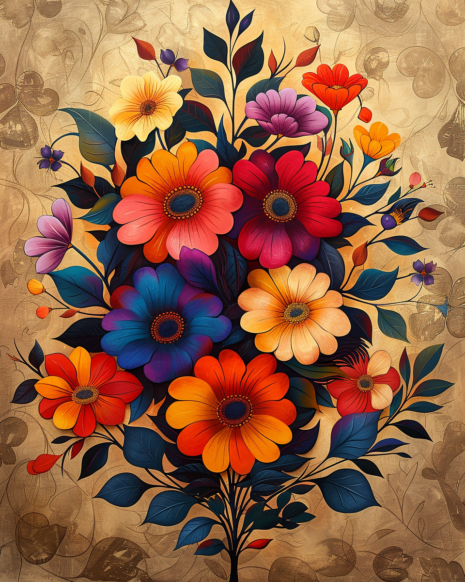 Flowers Wall Art Print Style NO 137