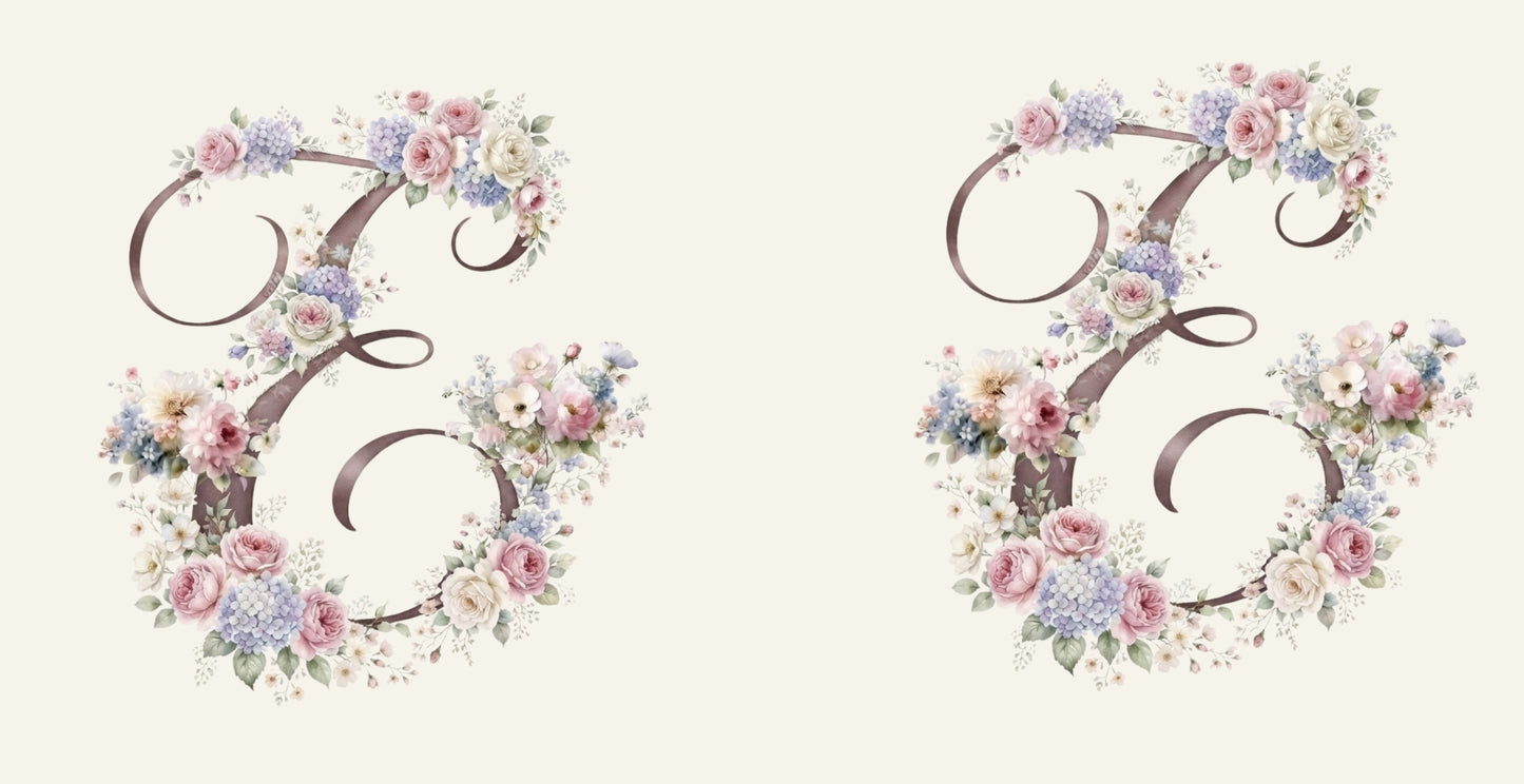 Floral Coffee Mug with Letter E