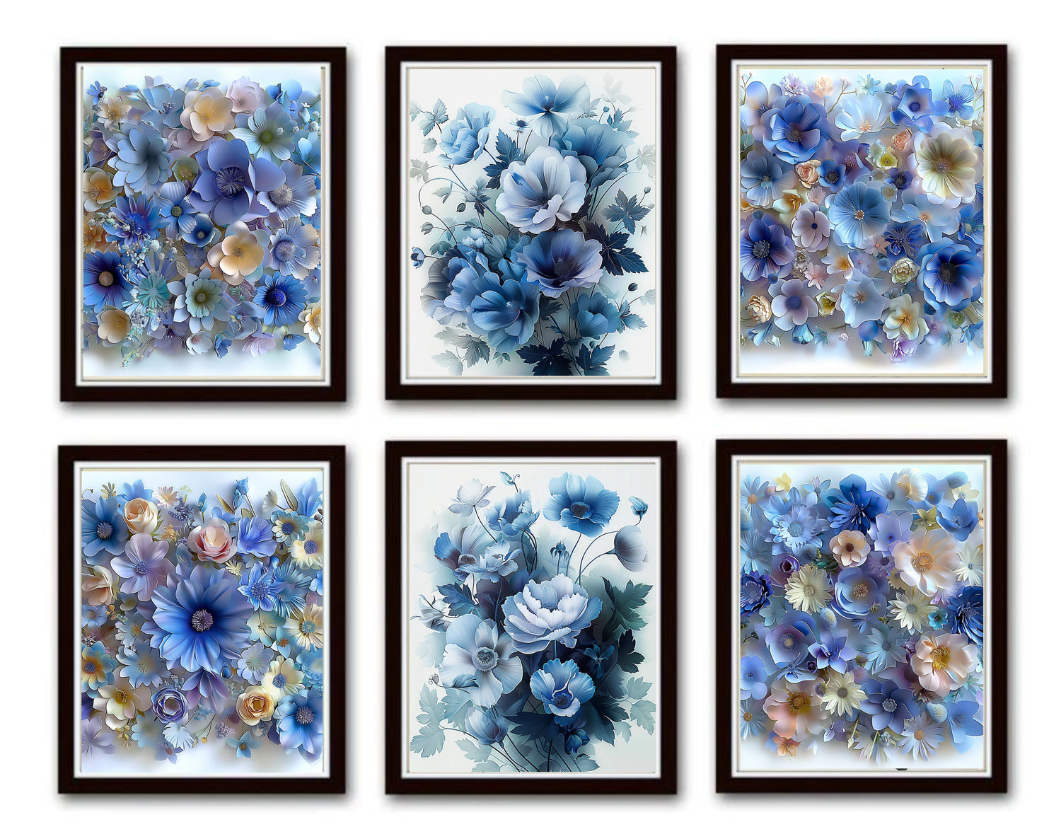 Botanical Print Set in Blue