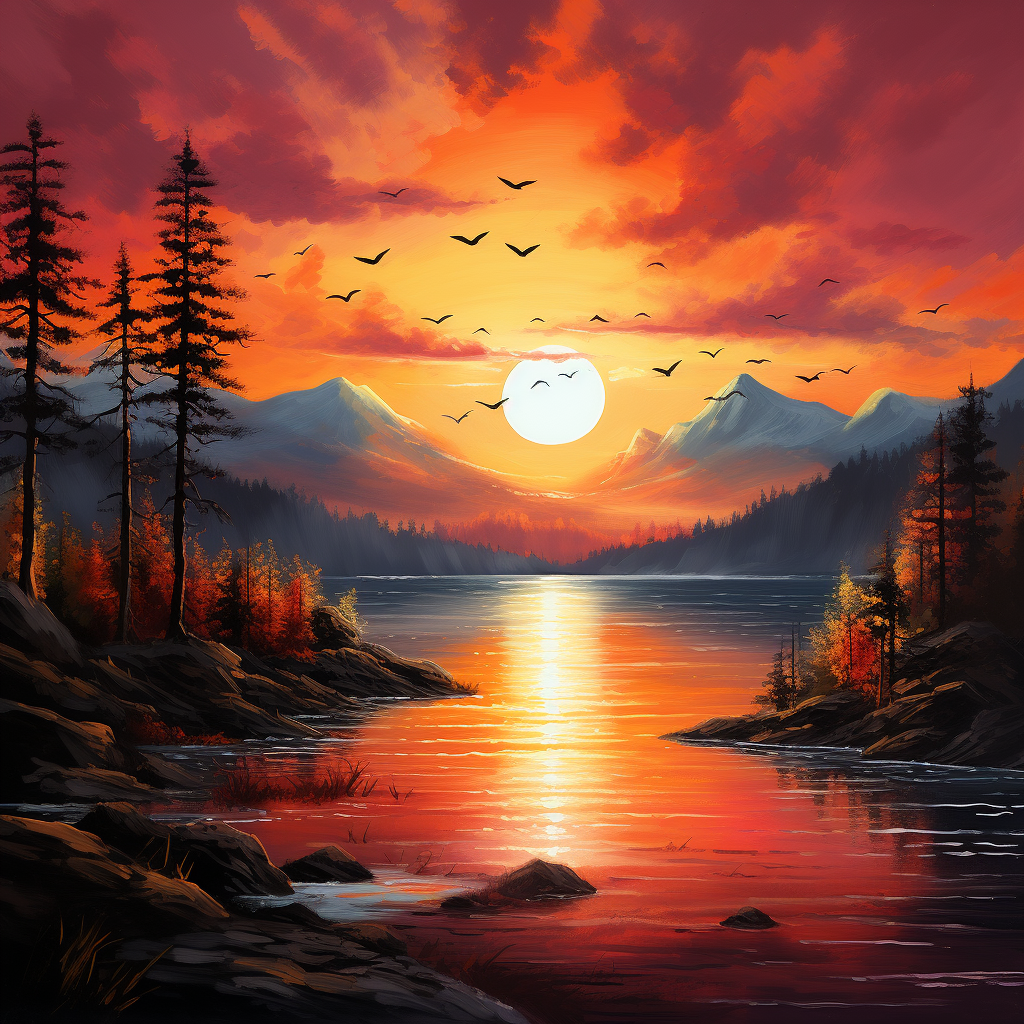 "Sunset Glow over the Waters"   by Mayia Lysenko