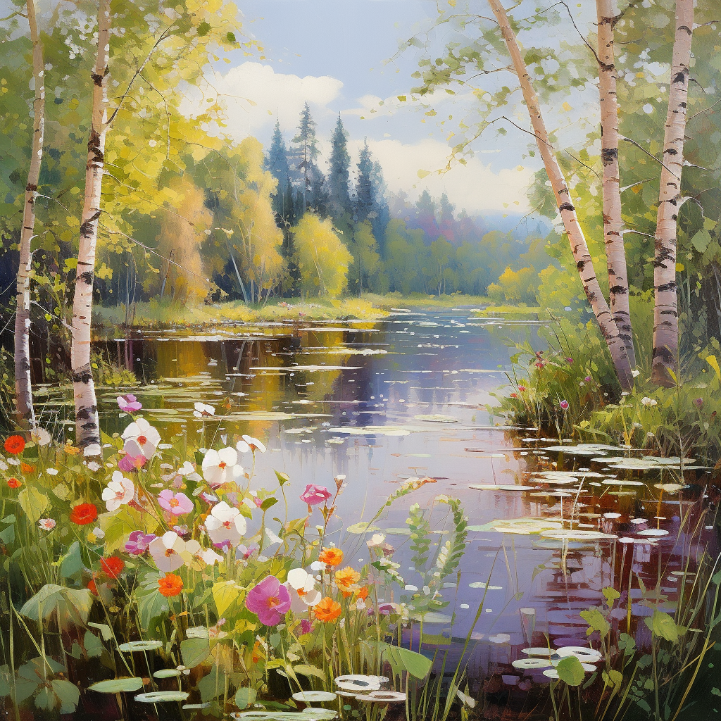 "Birches by the Water Lily Pond" GICLEE PRINT