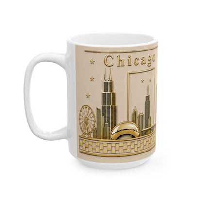 Case of 12 Premium Porcelain Coffee Mugs, Wholesale Chicago Mugs white