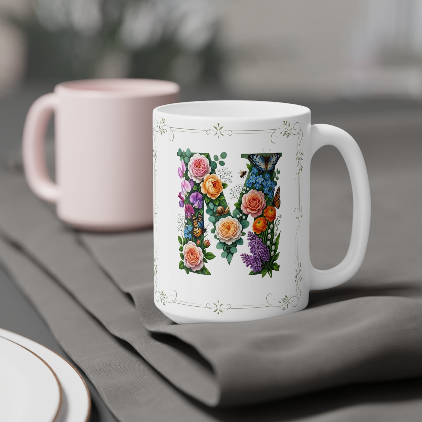 Floral Coffee Mug with Text