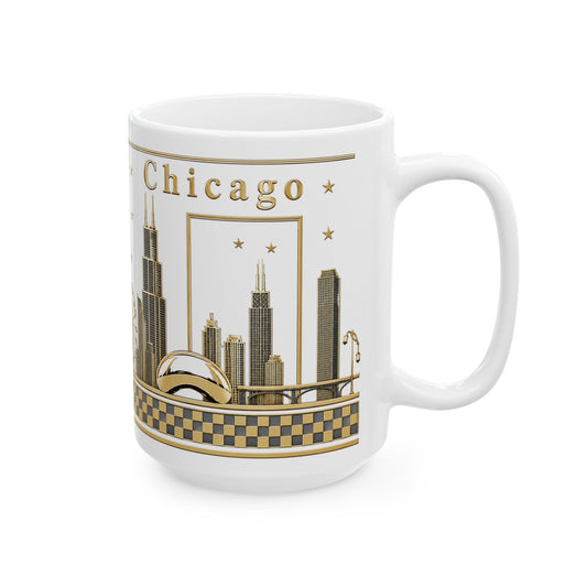 Case of 12 Premium Porcelain Coffee Mugs, Wholesale Chicago Mugs white