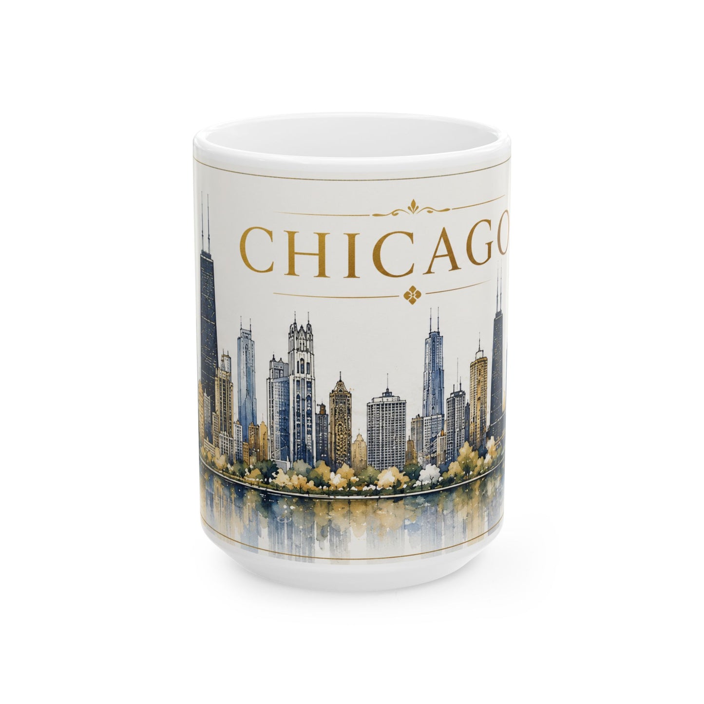 Case of 12 Premium Porcelain Coffee Mugs, Wholesale Chicago Skyline Mug – 15 oz Premium Souvenir Mug
