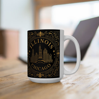 Gold Chicago skyline design black