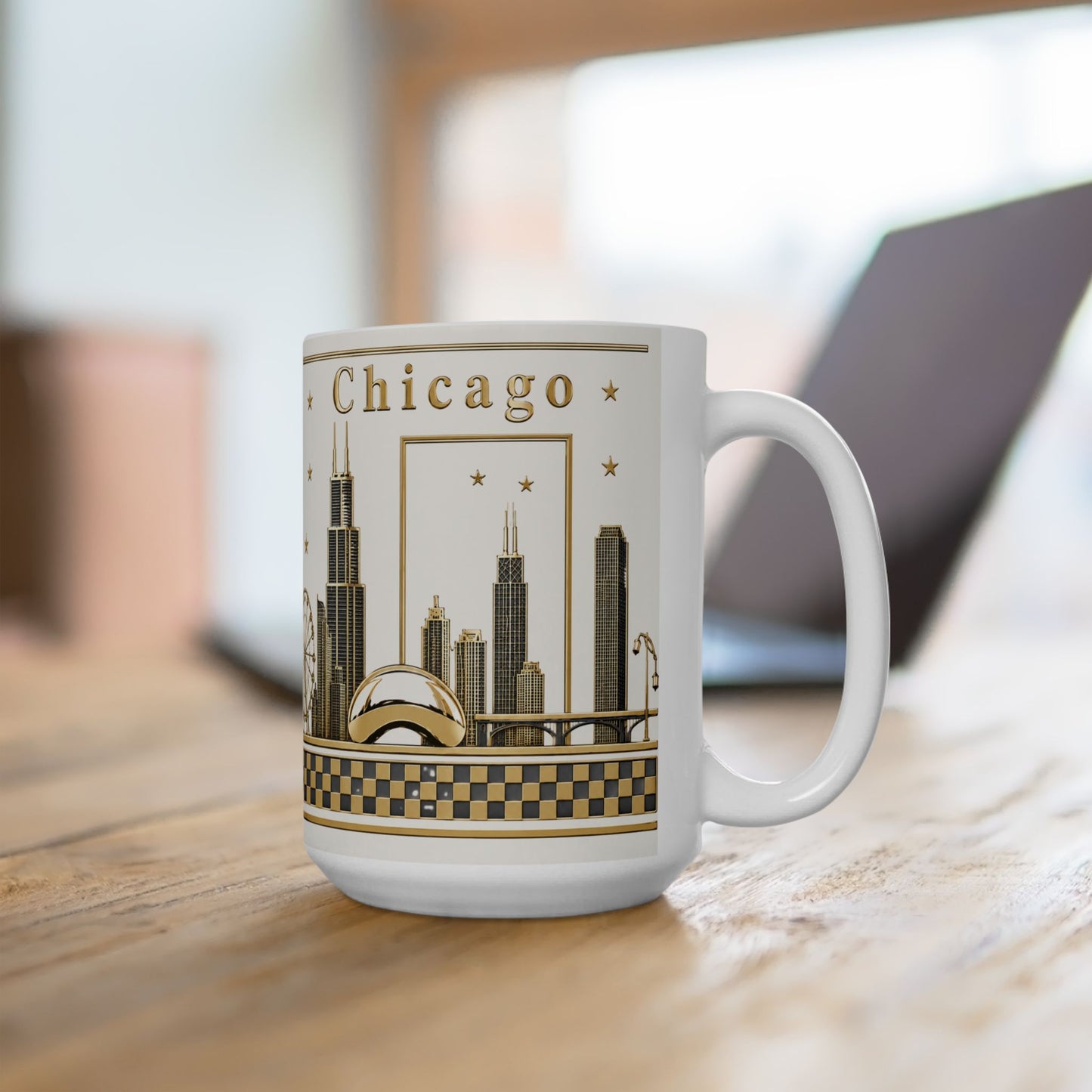 Case of 12 Premium Porcelain Coffee Mugs, Wholesale Chicago Mugs white