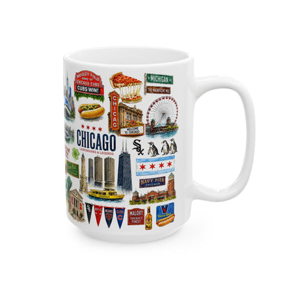 Case of 12 Premium Porcelain Coffee Mugs, Wholesale Chicago Mugs – 15 oz
