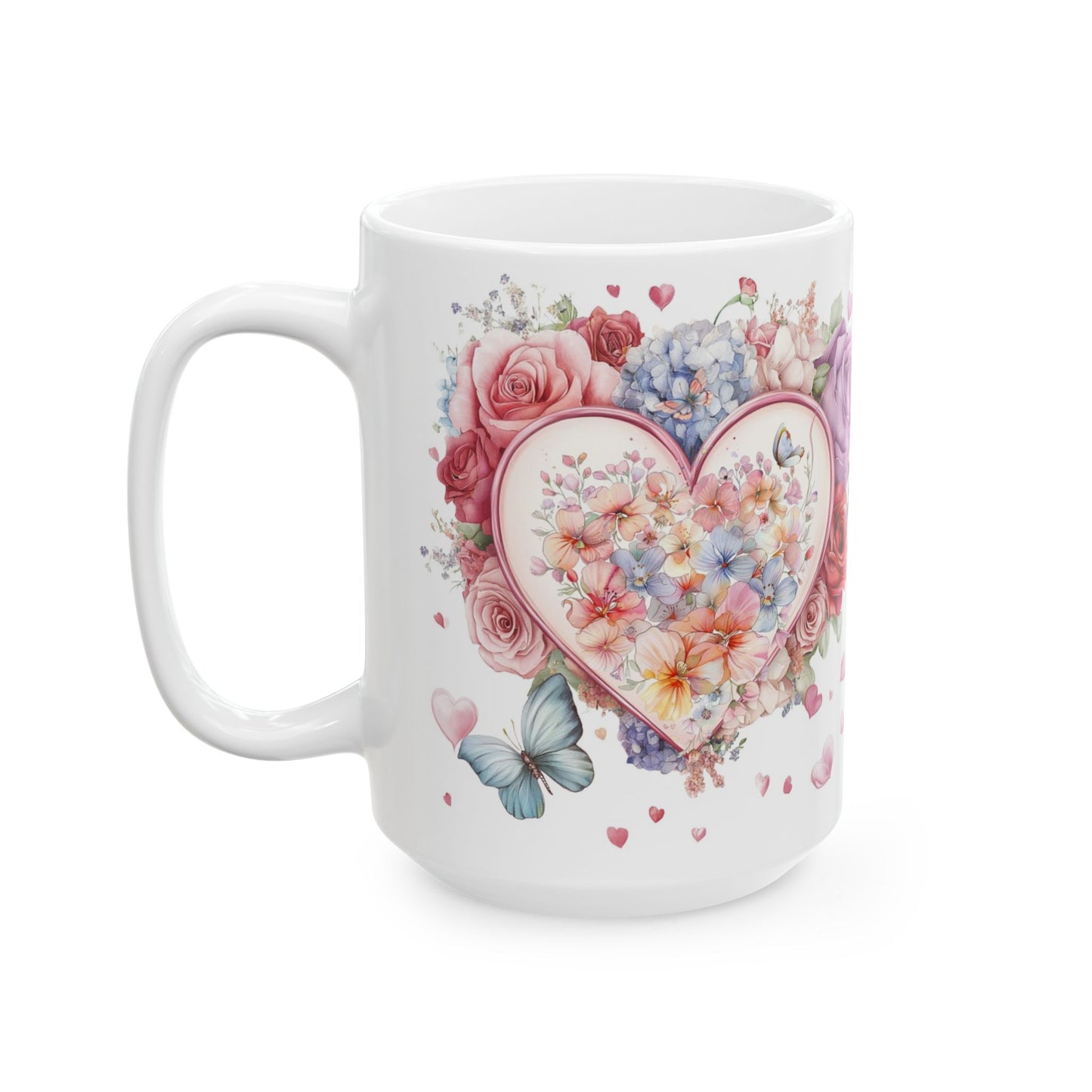 Floral Coffee Mug Heart With Flowers