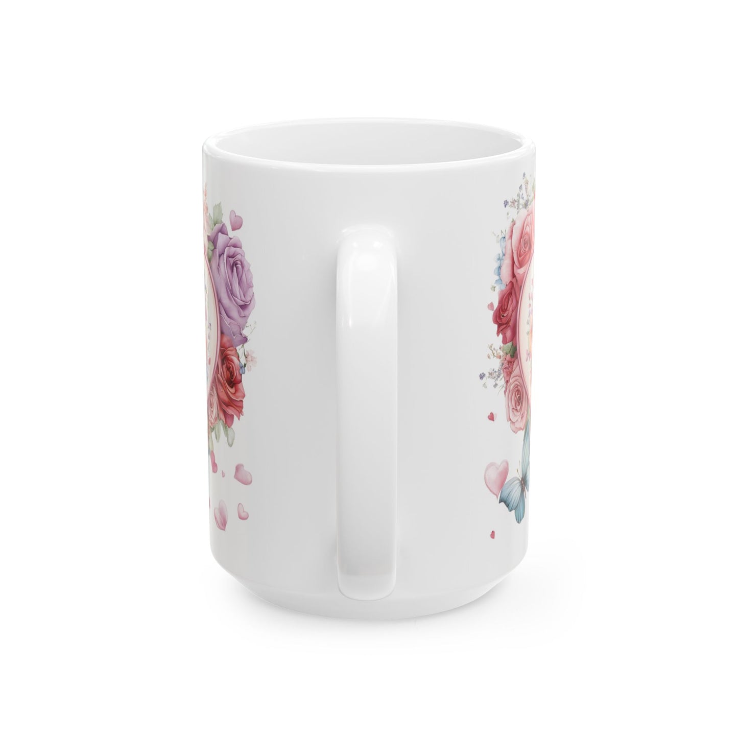 Floral Coffee Mug Heart With Flowers