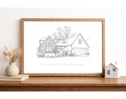 Pencil Sketch Portraits from Photos, Custom Detailed House Portrait, Personalized Gift, Architectural building