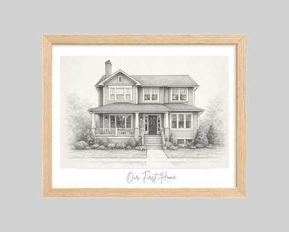 Home Portrait - Housewarming Gift, Home Painting, House Portrait, Realtor Closing Gift, New Home Gift Digital