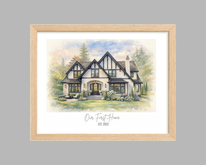 Custom Home Portrait, Home Painting, House Portrait