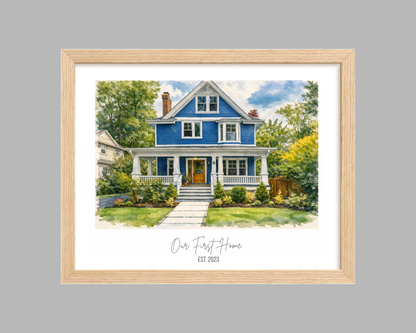 Custom Home Portrait, Home Painting, House Portrait