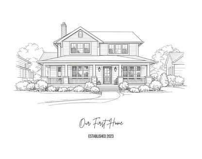 Custom Home Portrait, Home Painting, House Portrait, Christmas Gift, Custom Home Portrait, New Home Gift Digital