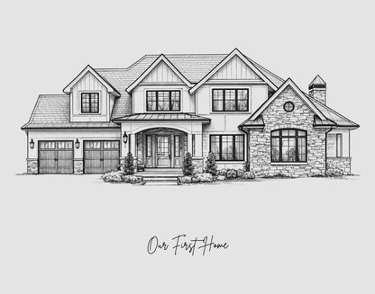 Pencil Sketch Portraits from Photos, Custom Detailed House Portrait, Personalized Gift, Architectural building