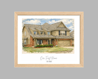Custom Home Portrait, Home Painting, House Portrait