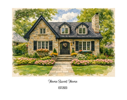 Custom Home Portrait, Home Painting, House Portrait