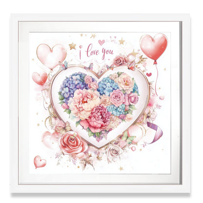 Floral Heart, Romantic Watercolor Wall Art