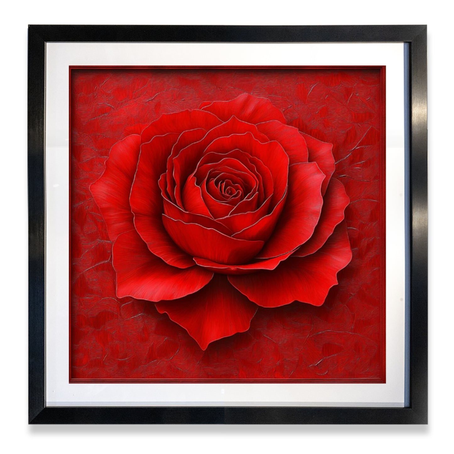 case of 10 Red Rose Romantic Floral Wall Art
