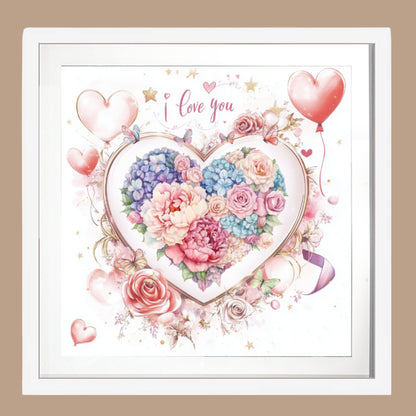 Floral Heart, Romantic Watercolor Wall Art