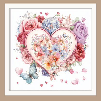 Floral Heart Wall Art, Romantic Gift, Decor