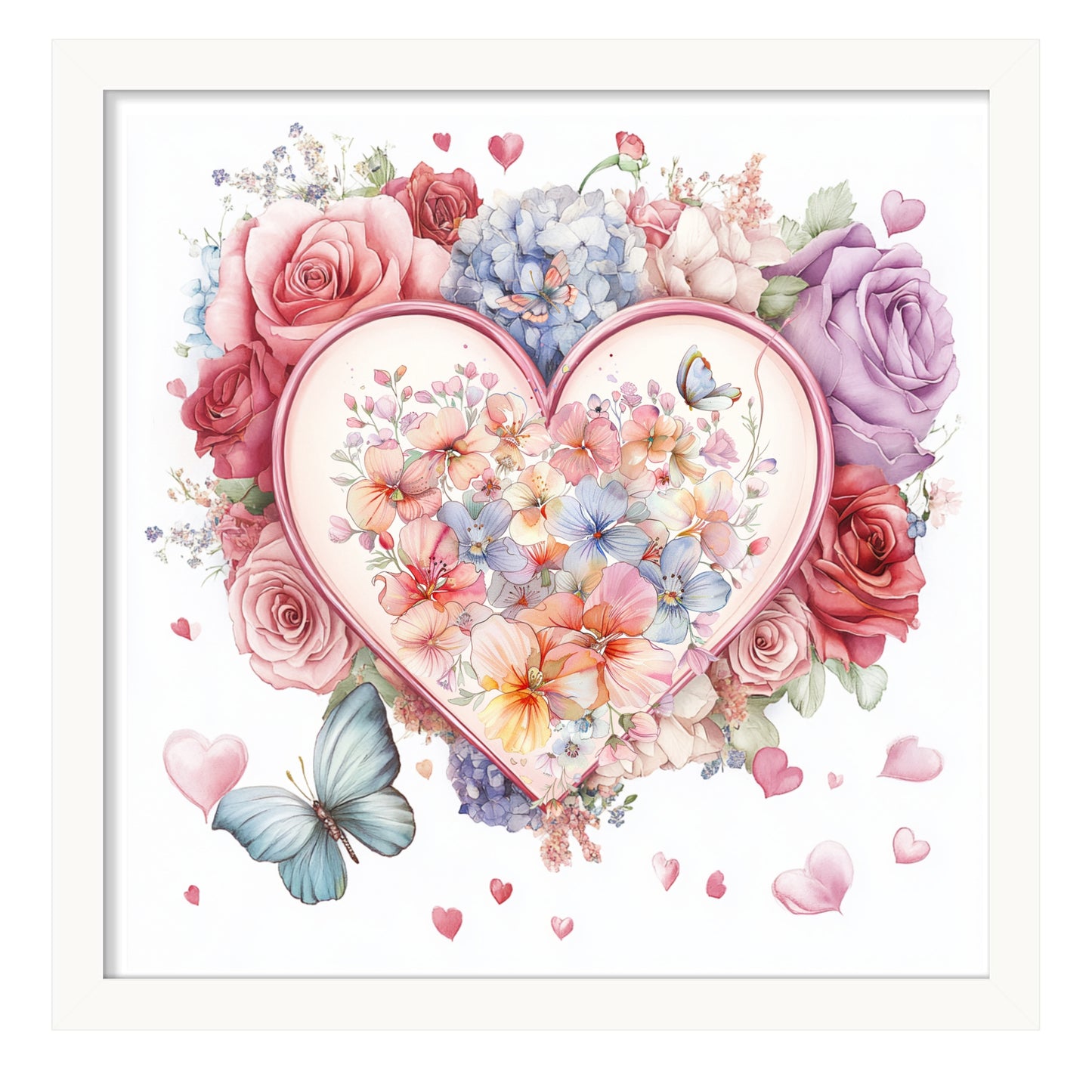 Floral Heart Wall Art, Romantic Gift, Decor