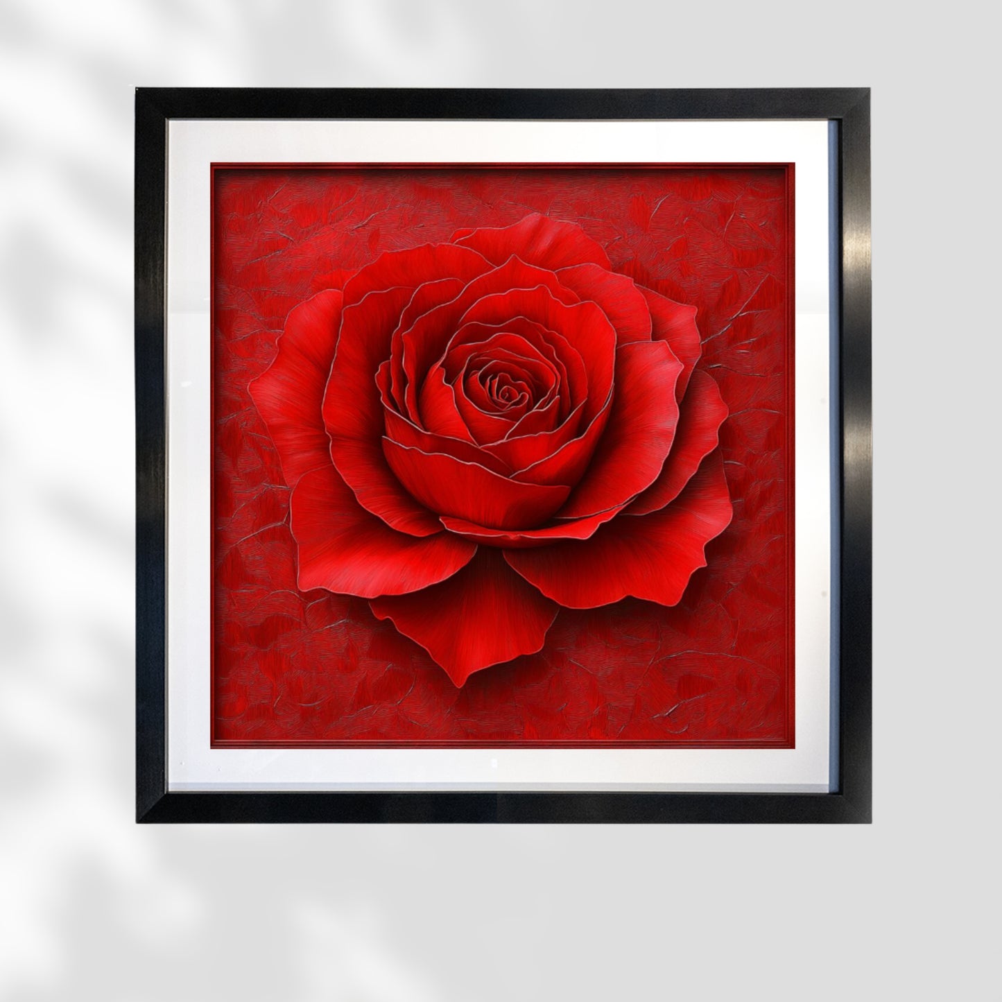 case of 10 Red Rose Romantic Floral Wall Art