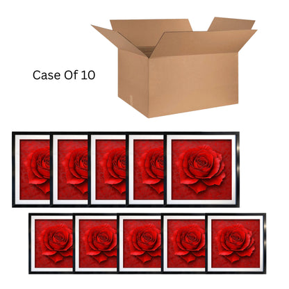 case of 10 Red Rose Romantic Floral Wall Art