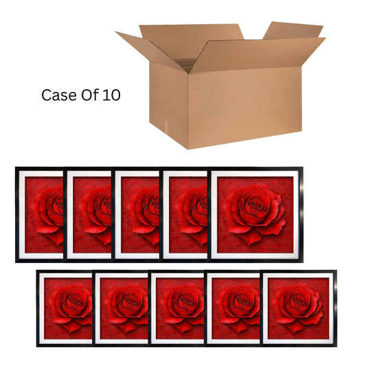 case of 10 Red Rose Romantic Floral Wall Art