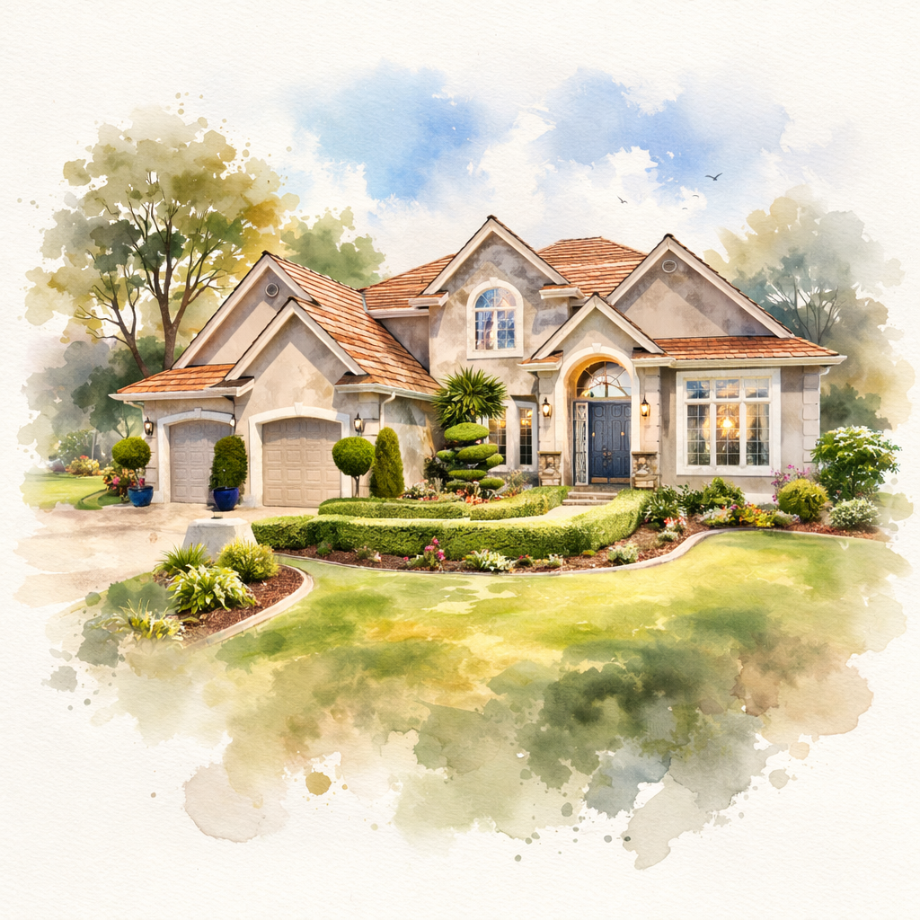 Custom Home Portrait, Home Painting, House Portrait,