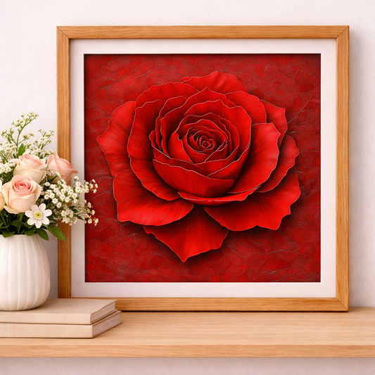 Red Rose Giclée Print, Romantic Floral Wall Art, Valentine Gift