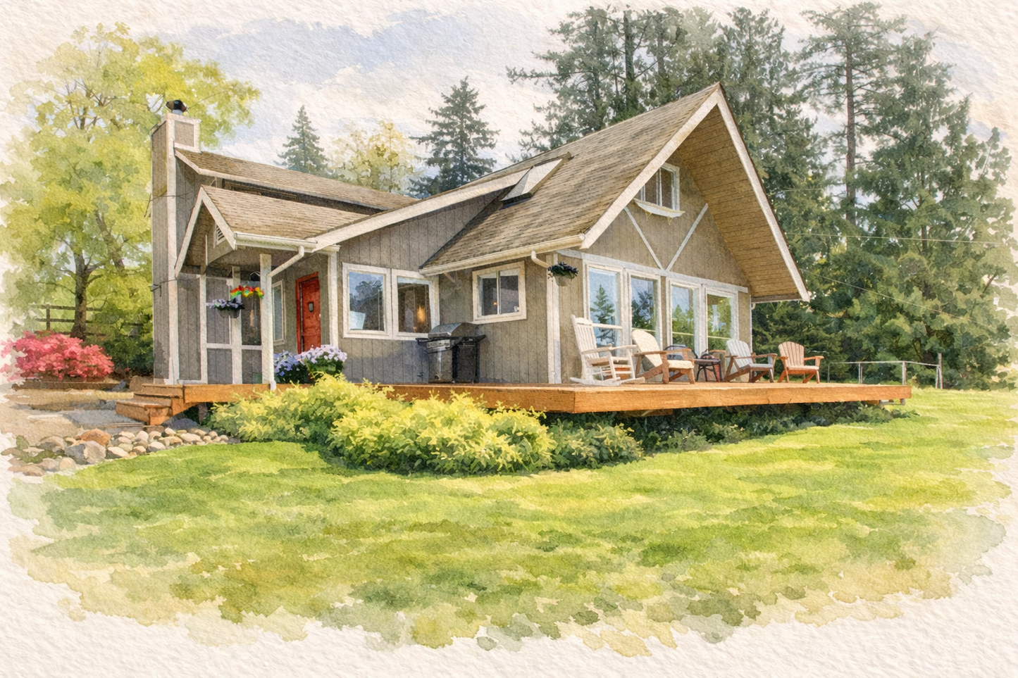 Custom Watercolor Portrait, Family, Pet, House Portrait