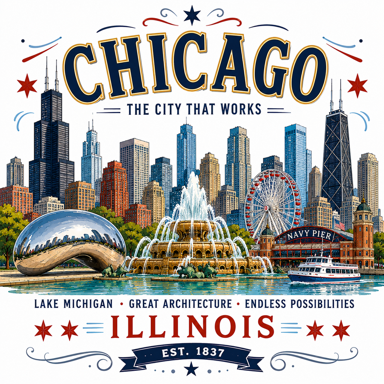 Wholesale Chicago  Mugs (15 oz)Premium Souvenir Mug
