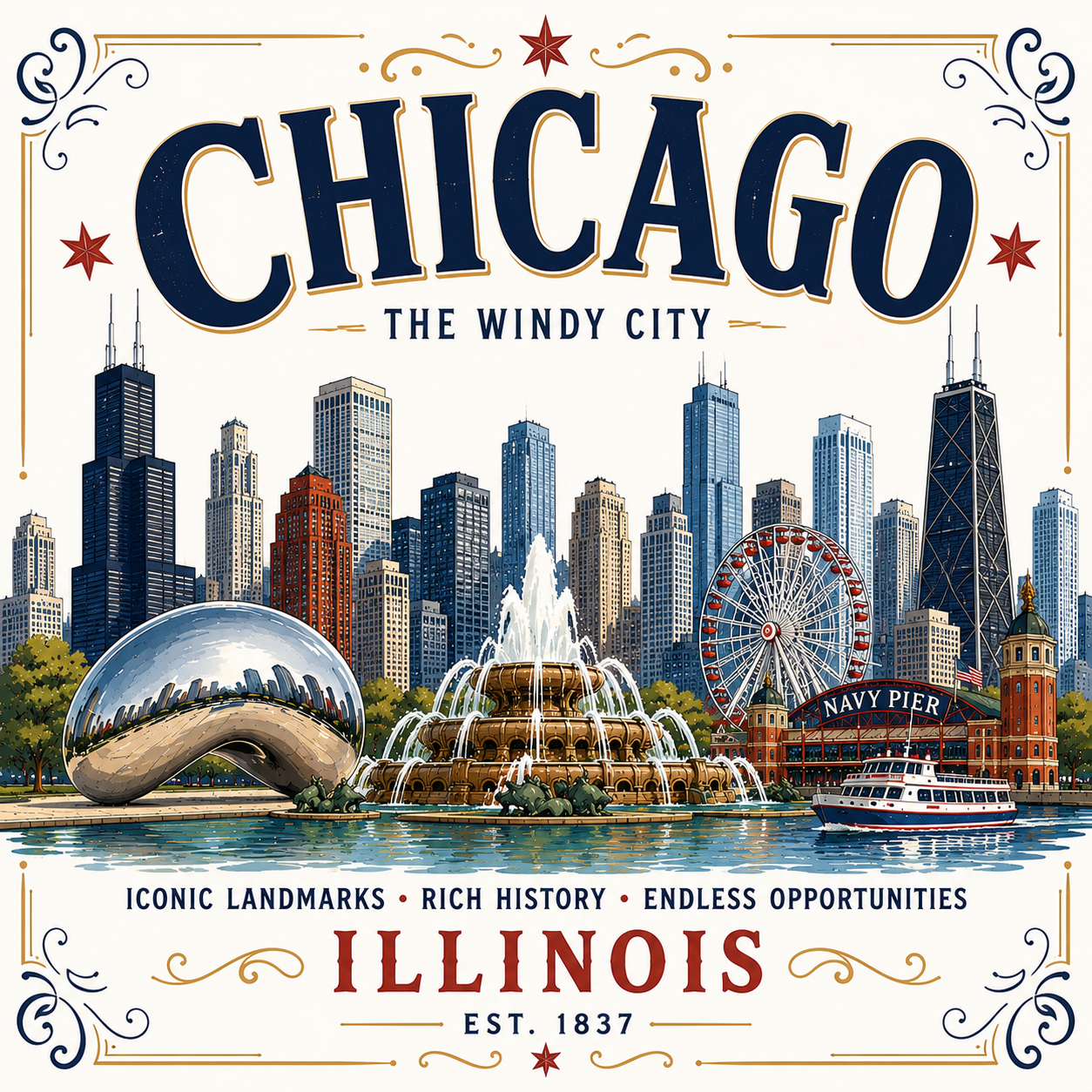 Wholesale Chicago  Mugs (15 oz)Premium Souvenir Mug