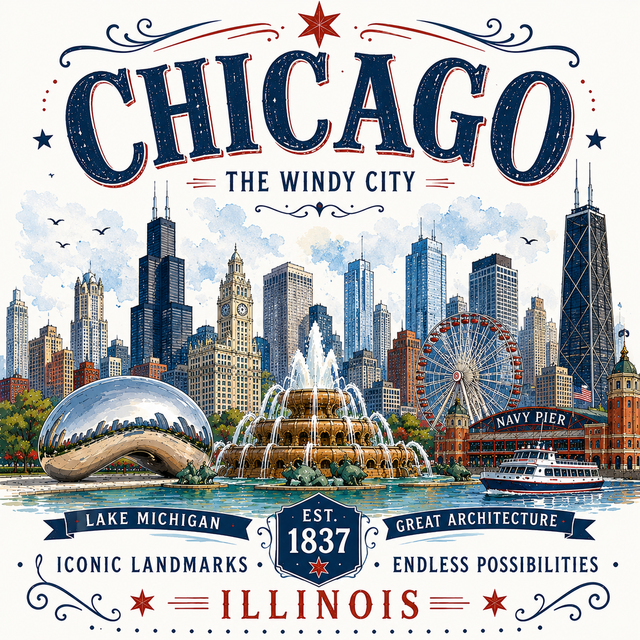 Wholesale Chicago  Mugs (15 oz)Premium Souvenir Mug