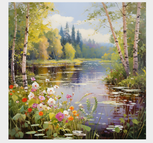 "Birches by the Water Lily Pond" GICLEE PRINT