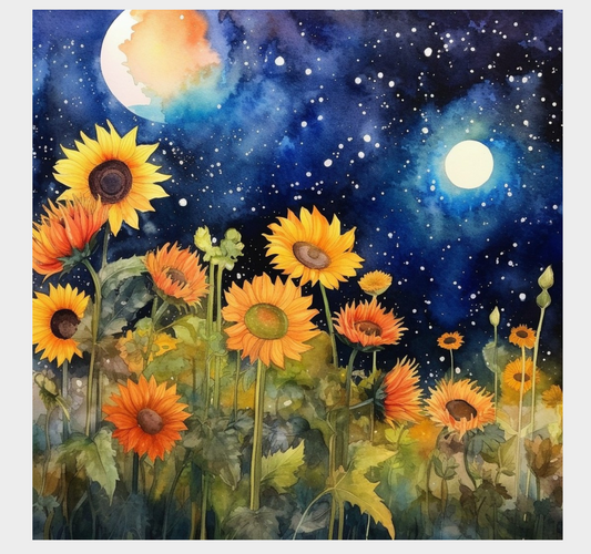 "Sunflowers Under the Stars" GICLEE ART PRINT