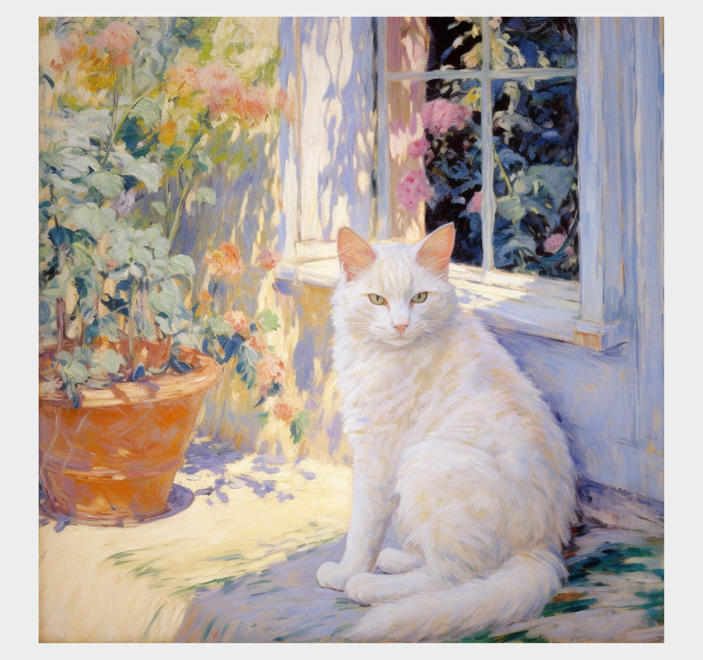 "Sunlit Afternoon with Feline Grace"  GICLEE ART PRINT