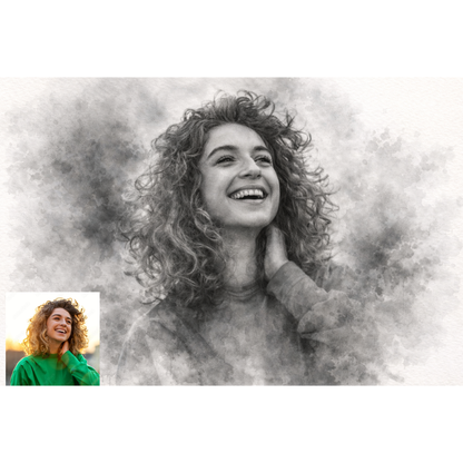 Custom Pencil Sketch Portrait from Photo, Family, Pet, People