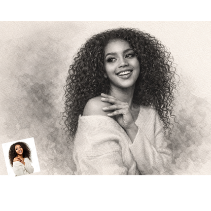 Custom Pencil Sketch Portrait from Photo, Family, Pet, People