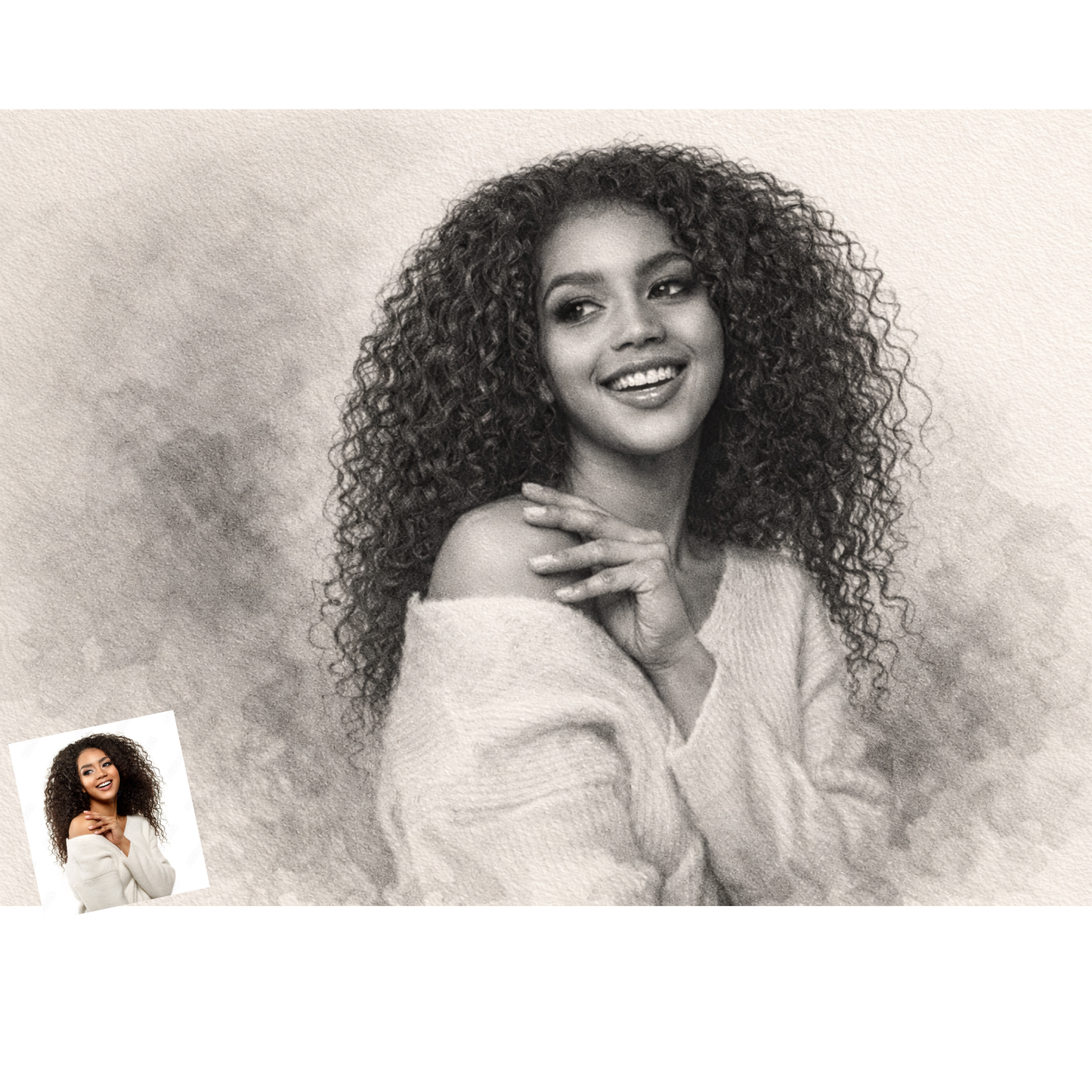 Digital - 100% OFF : Pencil Sketch Portrait from Photo, Family, Kids, Couple, Him, Her, Group