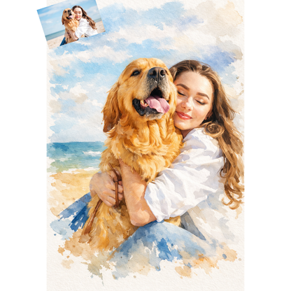 Watercolor Portrait, Kids, Family, Couple, Him, Her, Group, Digital